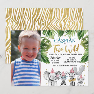 Photo Two Wild Safari 2nd Birthday Party Invitation
