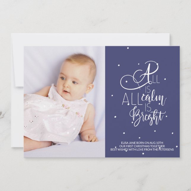 Photo typography newborn Christmas announcement (Front)