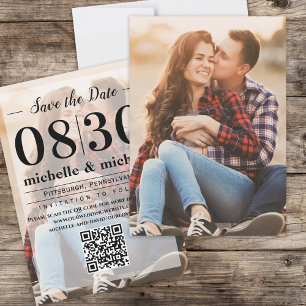 Photo Typography Save the Date QR Code Modern
