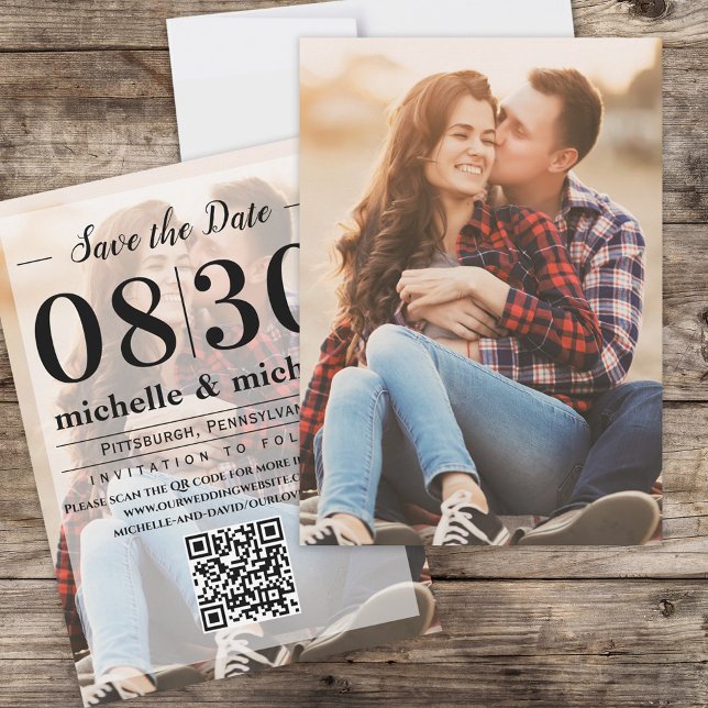Photo Typography Save the Date QR Code Modern (Creator Uploaded)