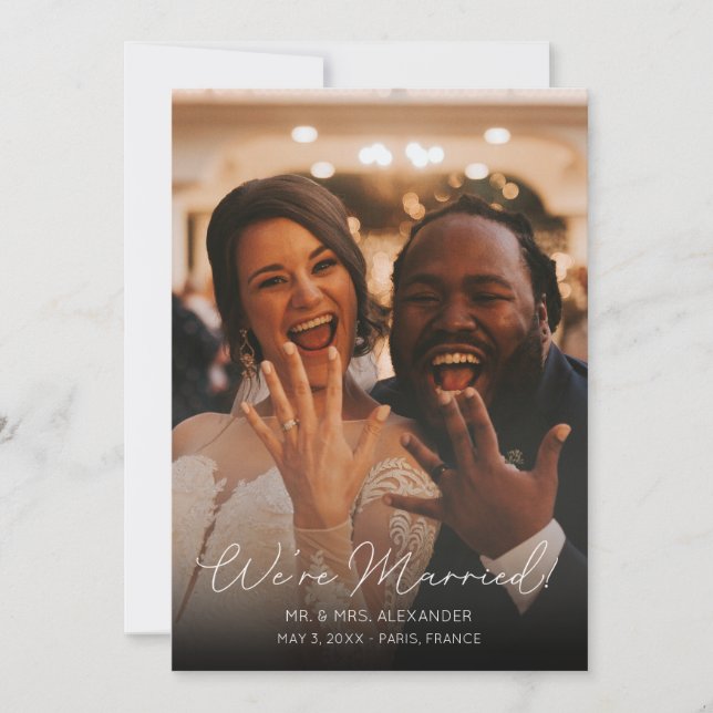 Photo Typography Wedding Announcement Elegant V (Front)