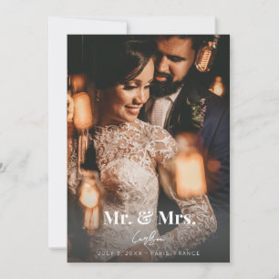 Photo Typography Wedding Announcement Mr & Mrs V2