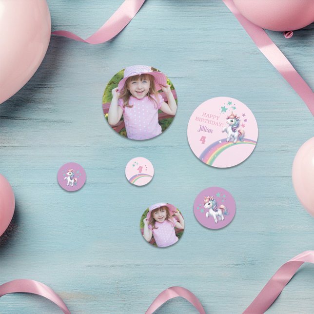 Photo Unicorn Magical Birthday Party  Confetti (Photo Magical Unicorn Confetti for girl's birthday party)