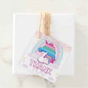Photo Unicorn Pop It Birthday Thank you Favour Tags