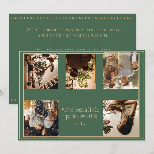 Photo Upside Down Christmas Xmas Holiday Cards (Front/Back)