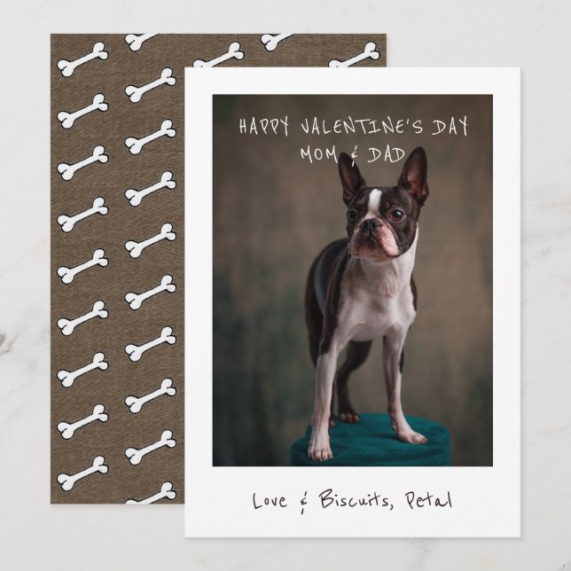Photo Valentine For Mum And Dad From Dog   Holiday Card (Front/Back)