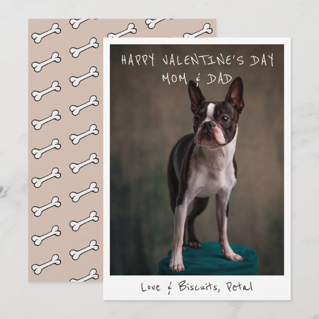 Photo Valentine For Mum And Dad From Dog  Holiday Card (Front/Back)