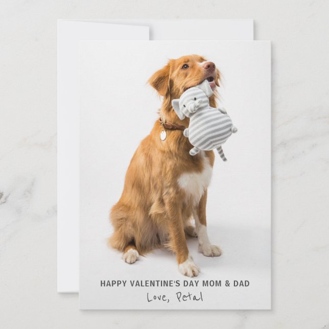 Photo Valentine For Mum And Dad From Dog Pet  Holi Holiday Card (Front)