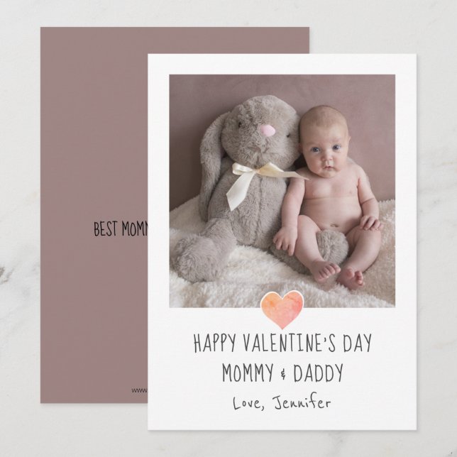 Photo Valentine For Mummy And Daddy New Parents Holiday Card (Front/Back)