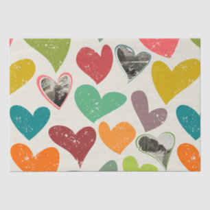 Photo Valentine's Day Colourful Grunge Hearts Tissue Paper