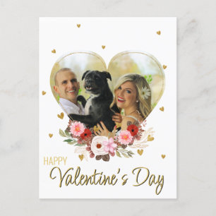 Photo Valentine's Day Heart Gold Glitter Hearts Holiday Postcard