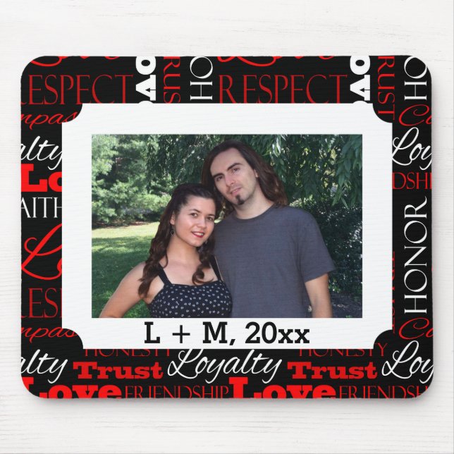 Photo Valentine's Day Word Collage Personalised Mouse Mat (Front)