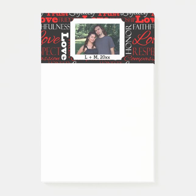 Photo Valentine's Day Word Collage Personalised Post-it Notes (Front)