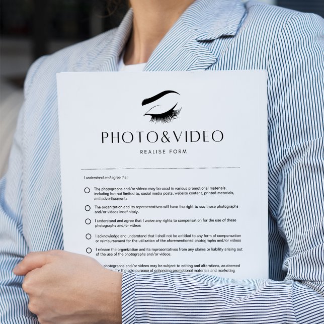 Photo & Video Forms Lash Consent Form 40 Pages Notepad (Eyelash Extensions)