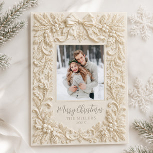 Photo Vintage Baroque Photo Merry Christmas Card
