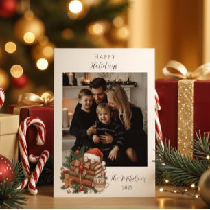 Photo Vintage Book Lover Christmas Holiday Card