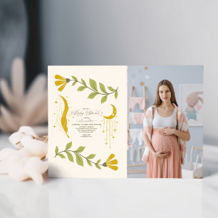 Photo Vintage Celestial Botanical Baby Shower Invitation