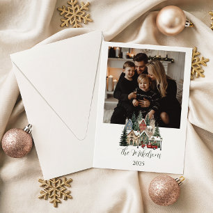 Photo Vintage Christmas Village Holiday Card