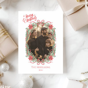 Photo Vintage Coquette Bow Photo Christmas Holiday Card