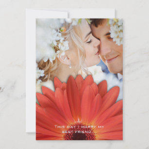 Photo Vintage Damask Orange Gerber Daisy Wedding Invitation