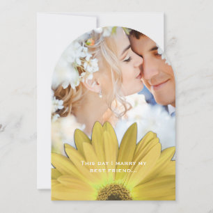 Photo Vintage Damask Yellow Gerber Daisy Wedding Invitation