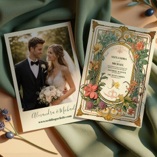 Photo Vintage Floral Art Nouveau Wedding Invitation