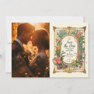 Photo Vintage Floral Art Nouveau Wedding Save The Date