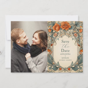 Photo Vintage Floral Art Nouveau Wedding Save The Date