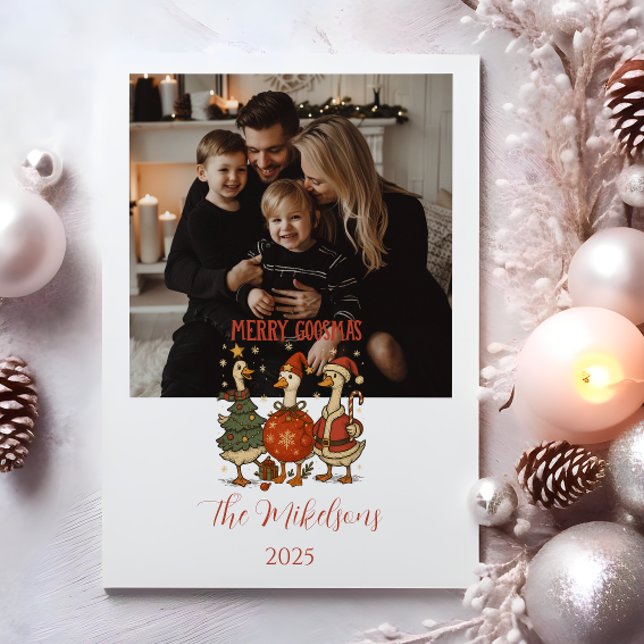 Photo Vintage Goose Christmas Holiday Card (Creator Uploaded)