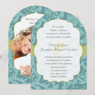 Photo Vintage Love Bird Damask Wedding Invite