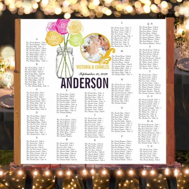 Photo Vintage Modern Mason Jar Seating Chart (Creator Uploaded)