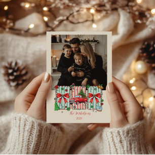 Photo Vintage Red Truck Christmas Holiday Card