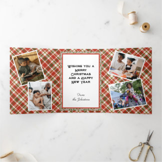 Photo Vintage Trifold Letter Fold Holiday Card