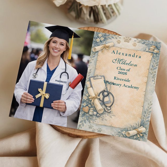 Photo Vintage Veterinary Graduation Part Announcement (Creator Uploaded)