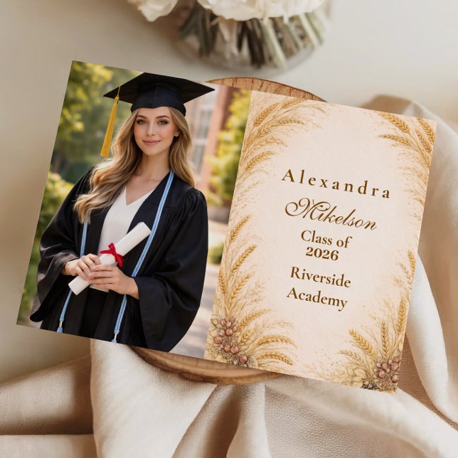 Photo Vintage Wheat Field Graduation Party Announcement (Creator Uploaded)