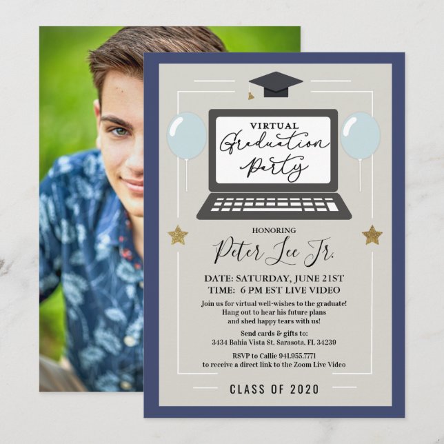 PHOTO - Virtual Graduation Party Invitation (Front/Back)