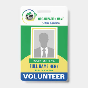 Photo Volunteer Non-Profit NGO Any Colour Template ID Badge