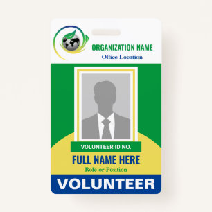 Photo Volunteer Non-Profit NGO Any Colour Template ID Badge