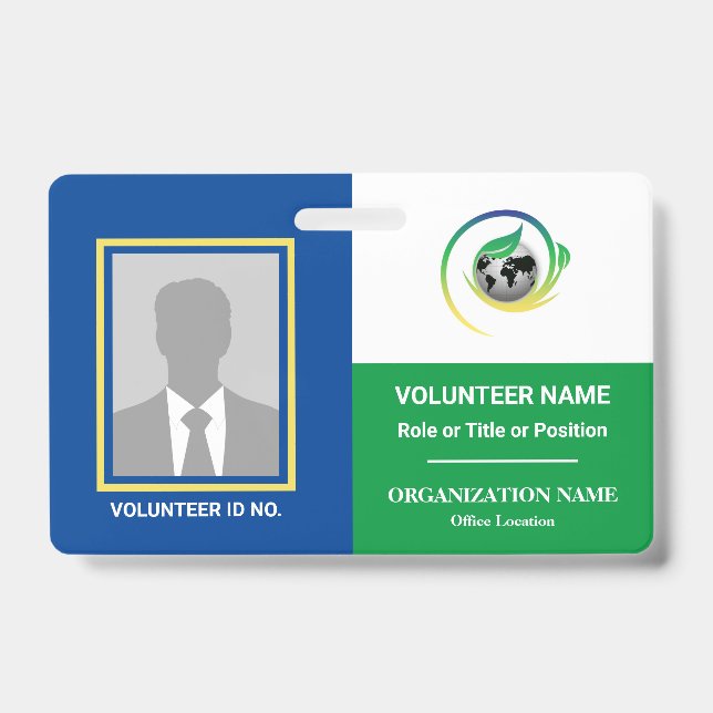 Photo Volunteer Non-Profit NGO Any Colour Template ID Badge (Front)
