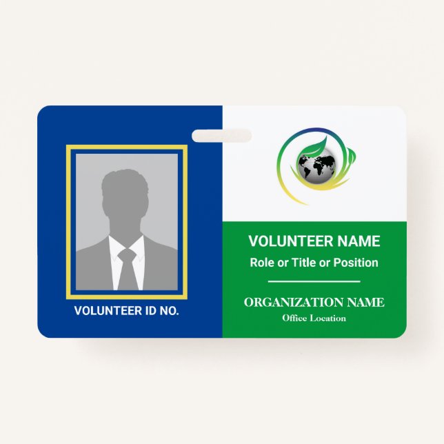 Photo Volunteer Non-Profit NGO Any Colour Template ID Badge (Front)