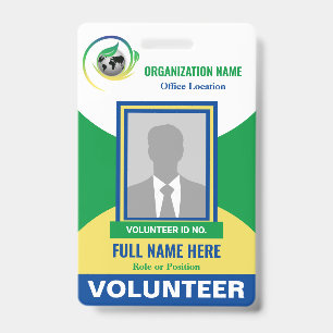 Photo Volunteer Non-Profit NGO Any Colour Template ID Badge