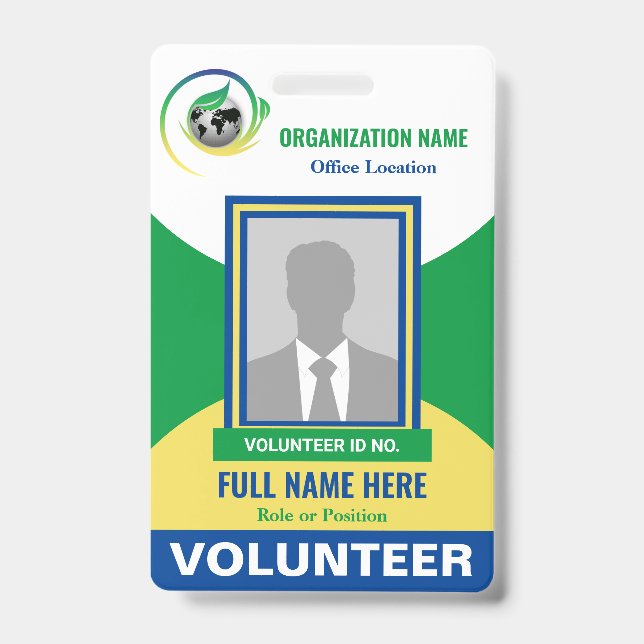Photo Volunteer Non-Profit NGO Any Colour Template ID Badge (Front)