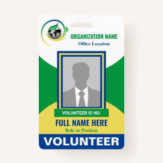 Photo Volunteer Non-Profit NGO Any Colour Template ID Badge
