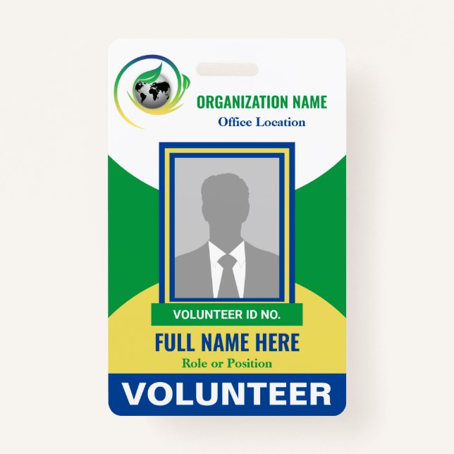 Photo Volunteer Non-Profit NGO Any Colour Template ID Badge (Front)