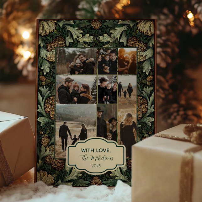 Photo VVintage Green Pinecone Botanical Christmas Holiday Card (Creator Uploaded)