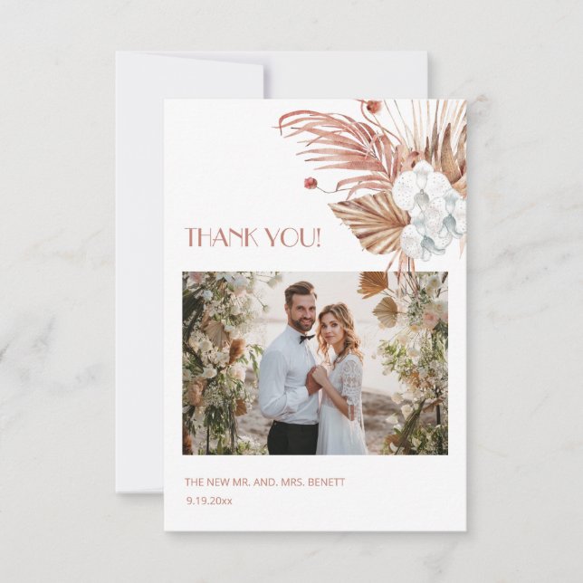 Photo | Watercolor Boho  Thank You Card (Front)