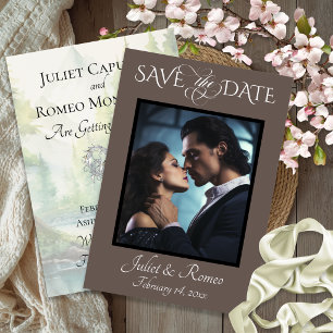 Photo & Watercolor Mountains - Mocha Save The Date