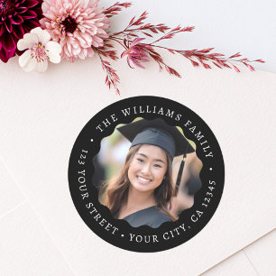 Photo wavy border graduation return address label