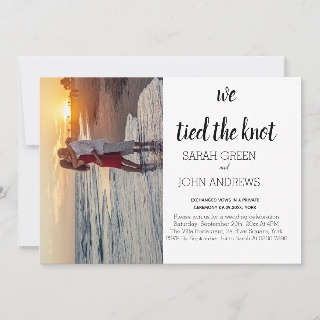 Photo We tied the knot wedding announcement (Front)