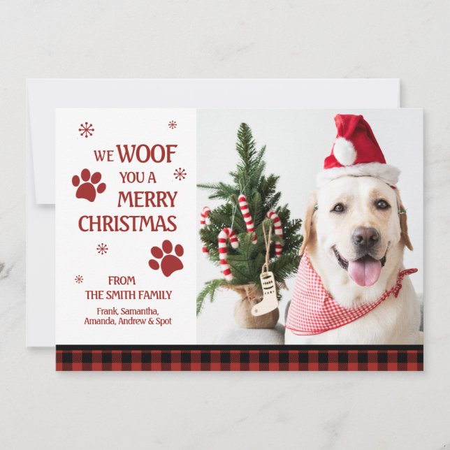 Photo We Woof you a Merry Christmas Holiday Card (Front)